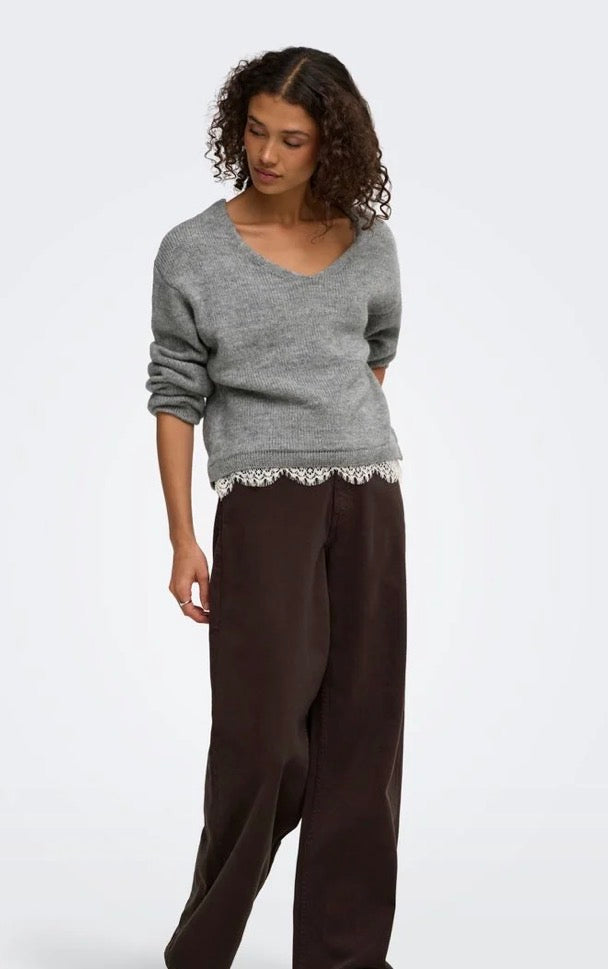 JDY Stephanie Lace Trim Knit