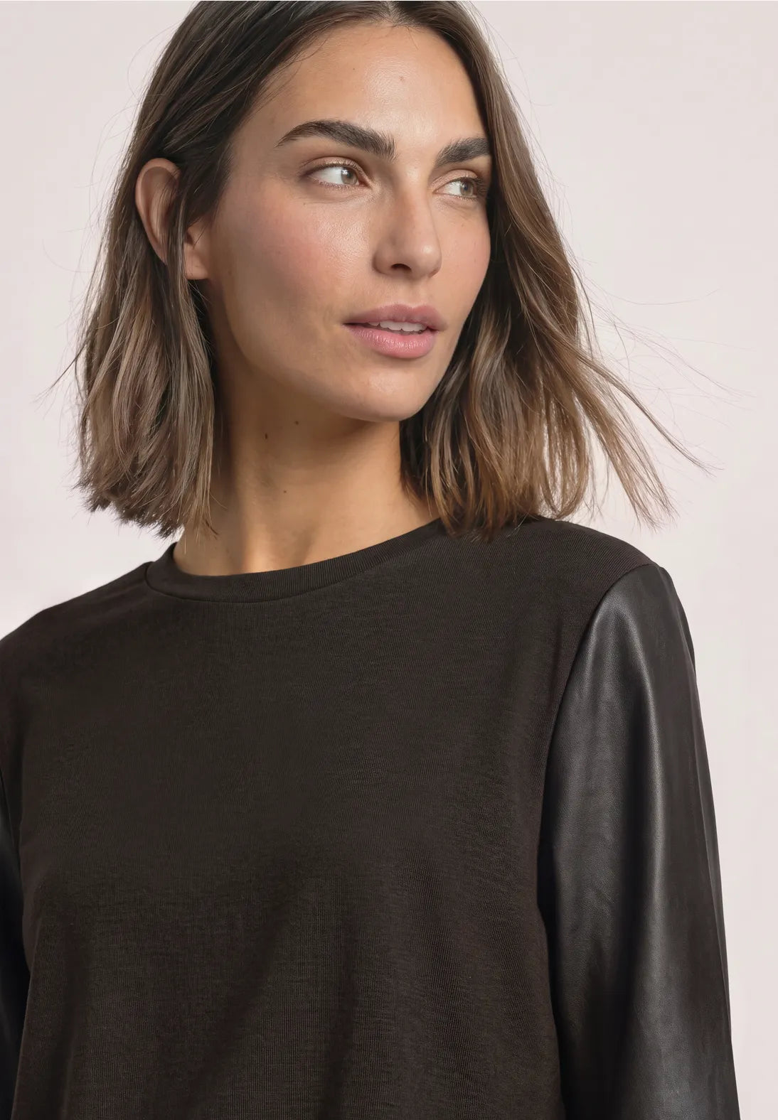 Street-one 3/4sleeve top with leather look