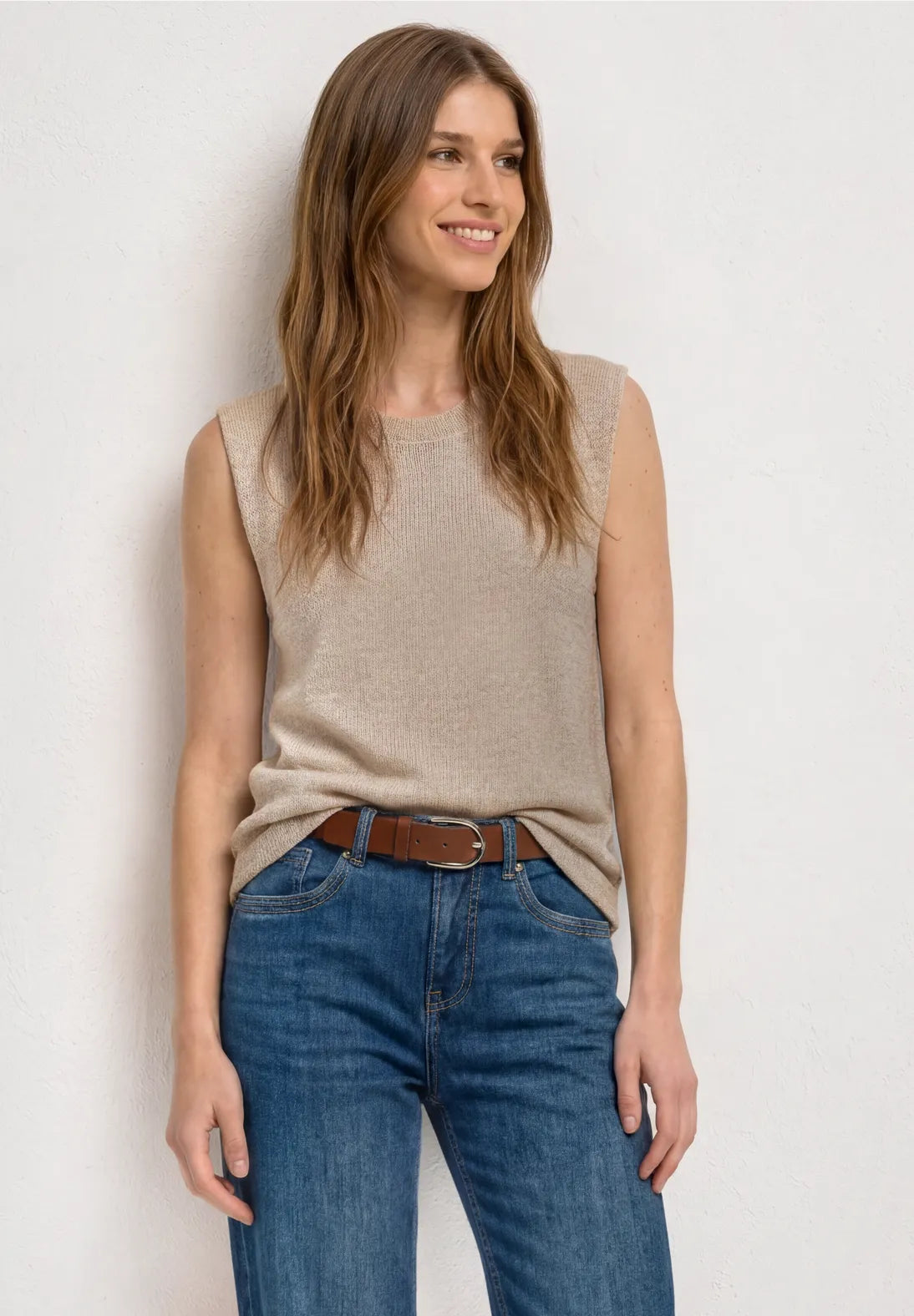 Street-One Sleeveless knit with gold glitter