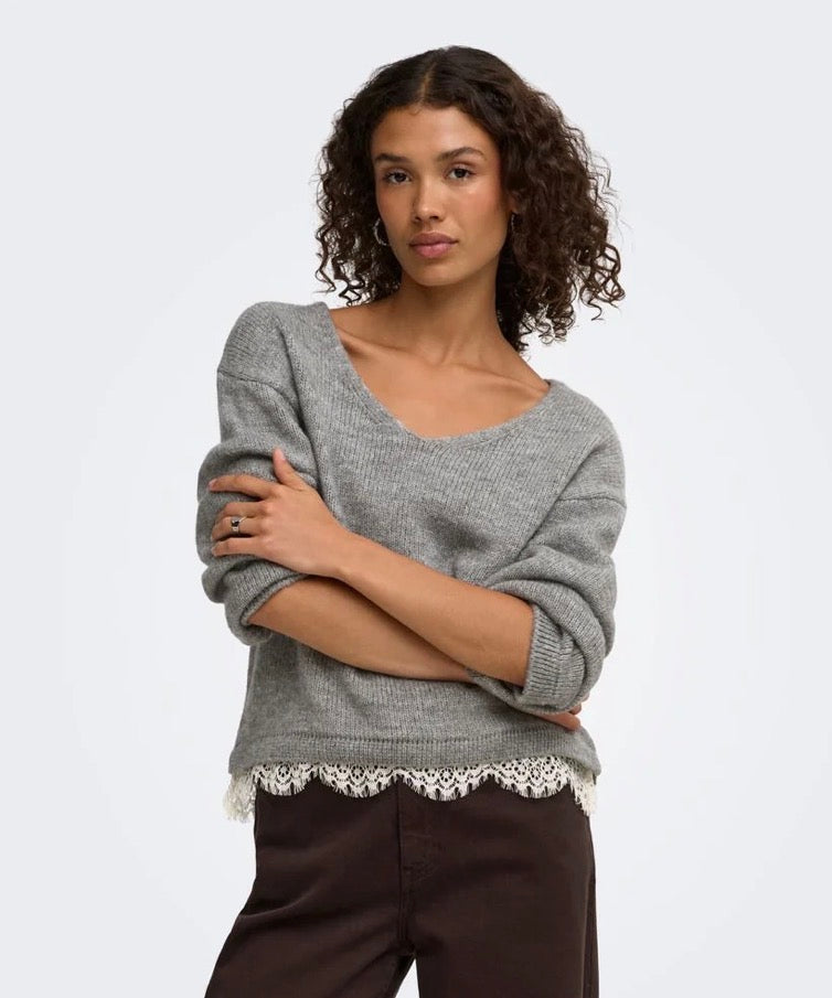 JDY Stephanie Lace Trim Knit