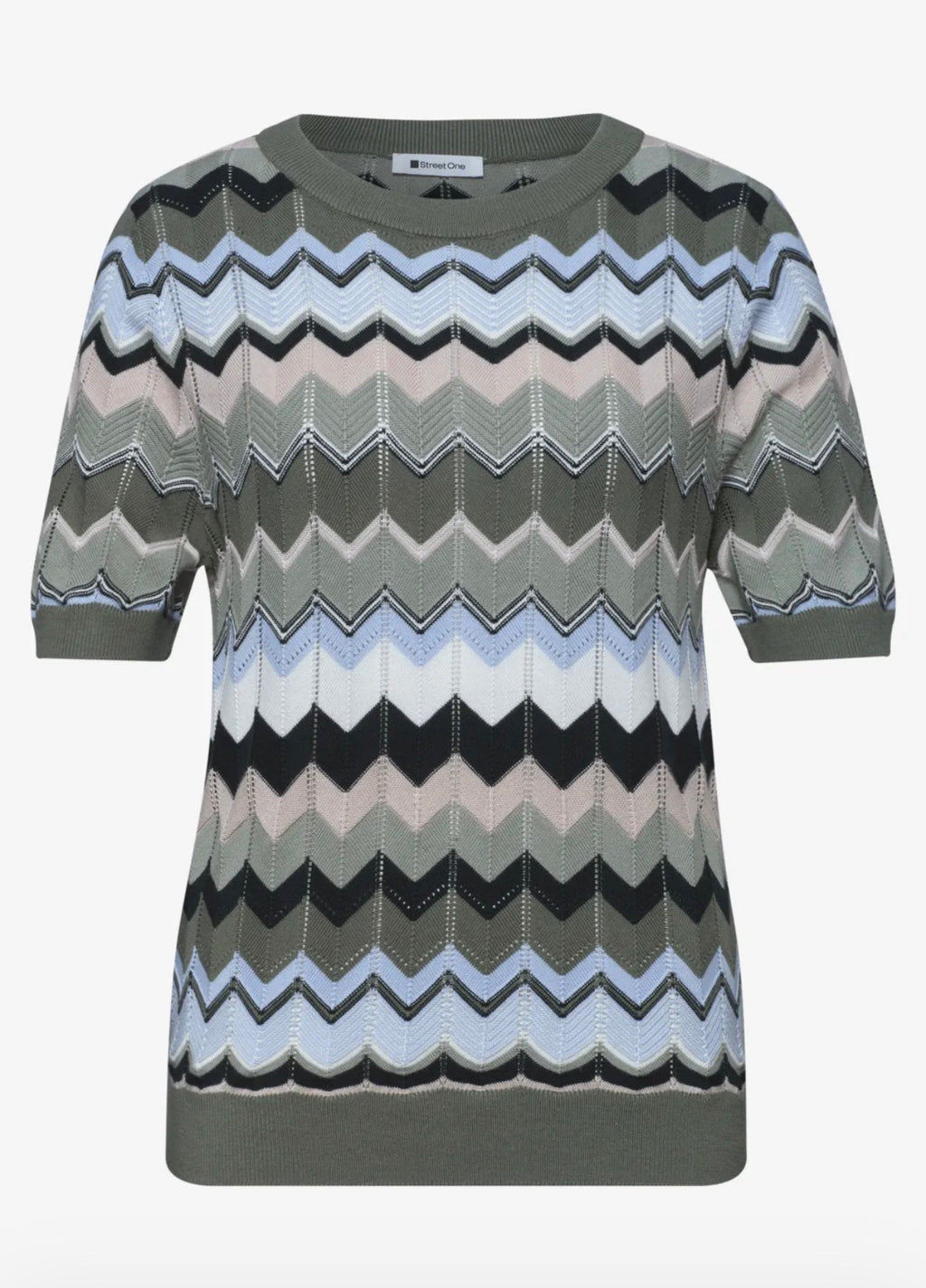 Street-One Zig Zag Short Sleeve Knit