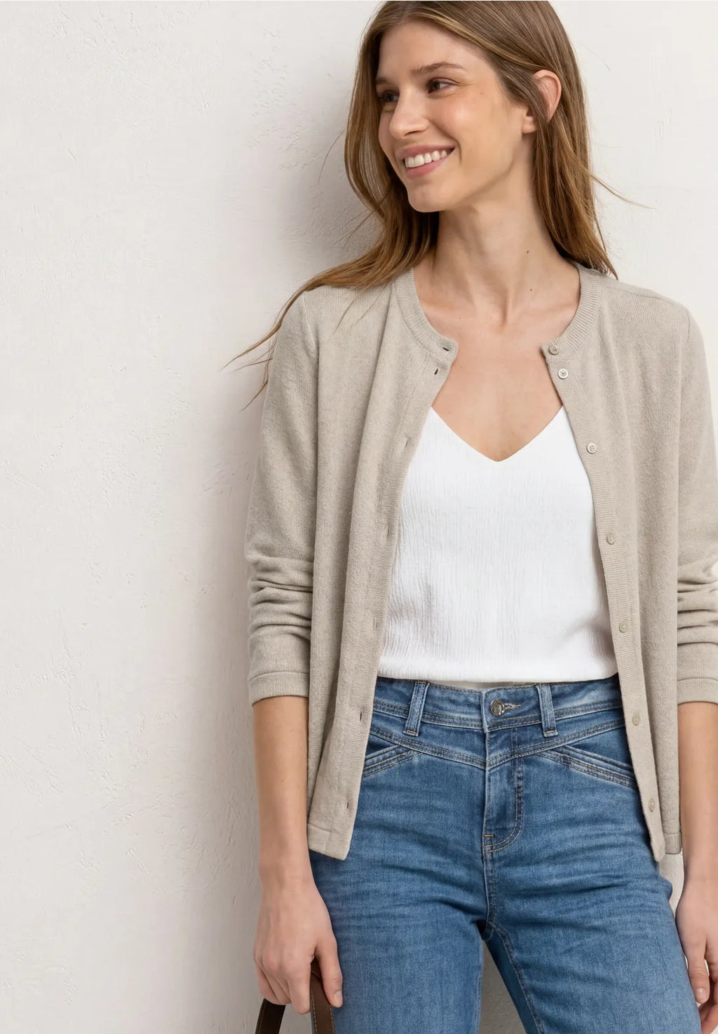 Street-One 3/4 Sleeve Jacket In Kniited look button through