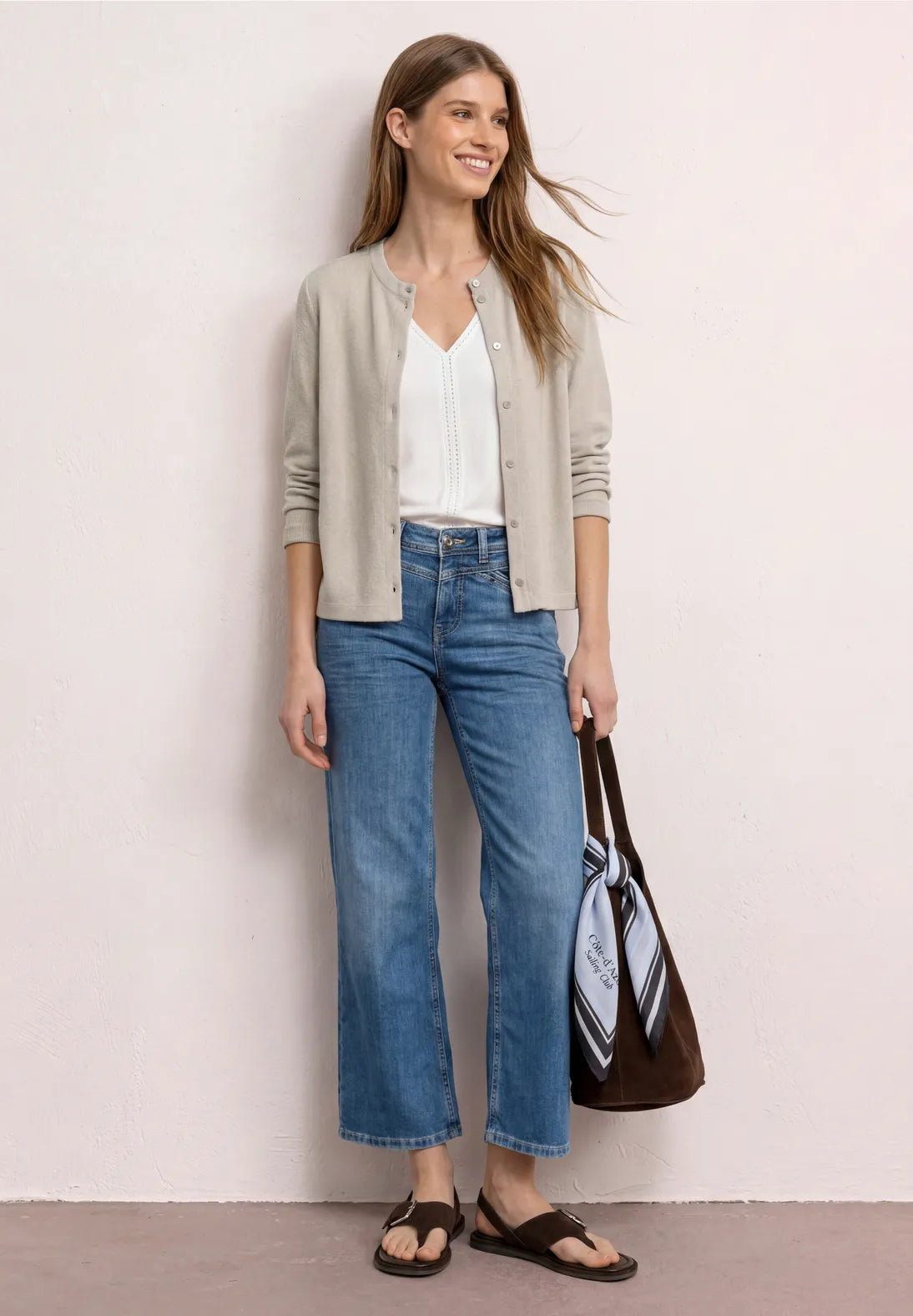 Street-One 3/4 Sleeve Jacket In Kniited look button through