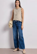 Street One Blouse Top With Split Neck and Ruffles