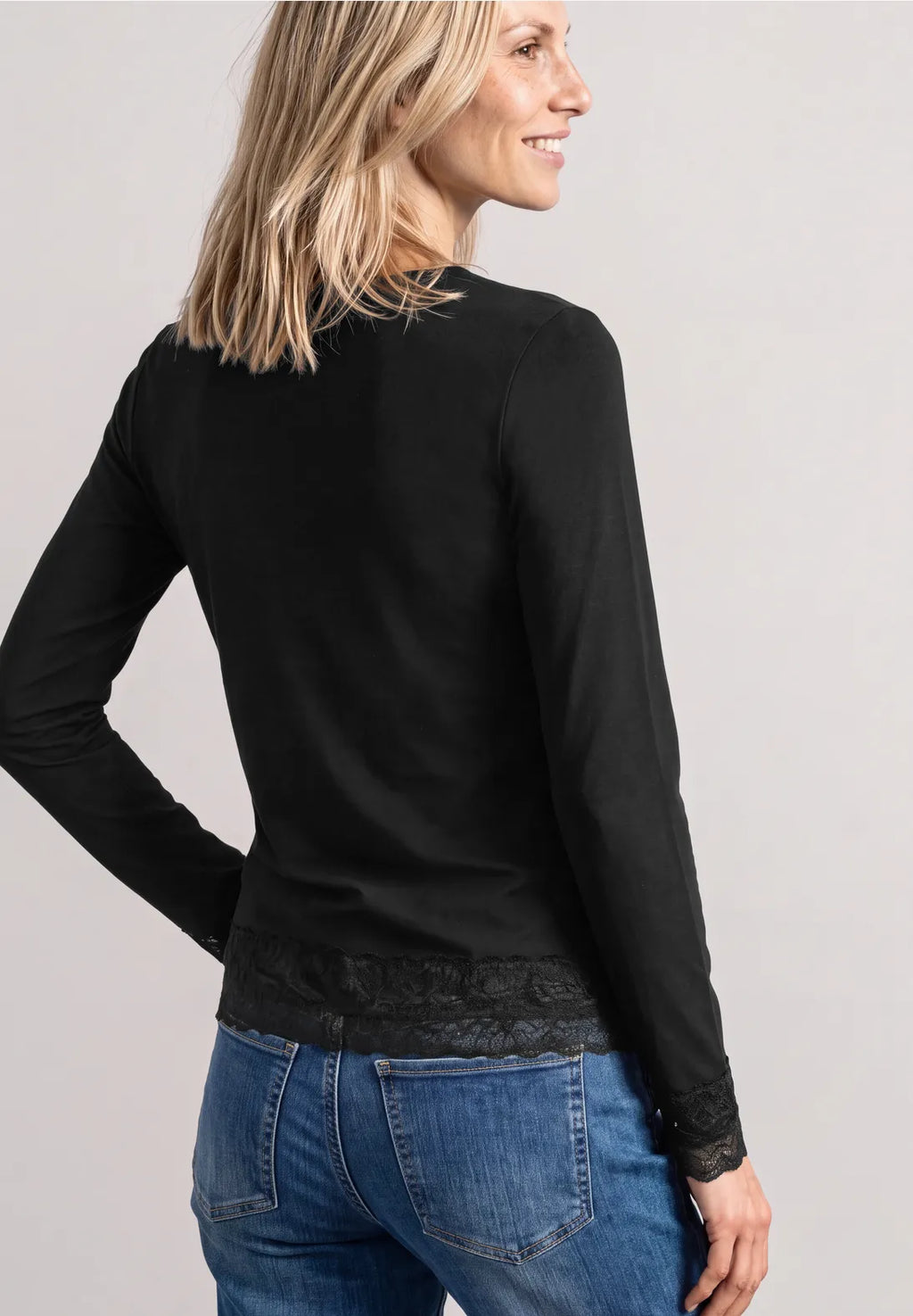 Street-one Long sleeve basic top with lace detail