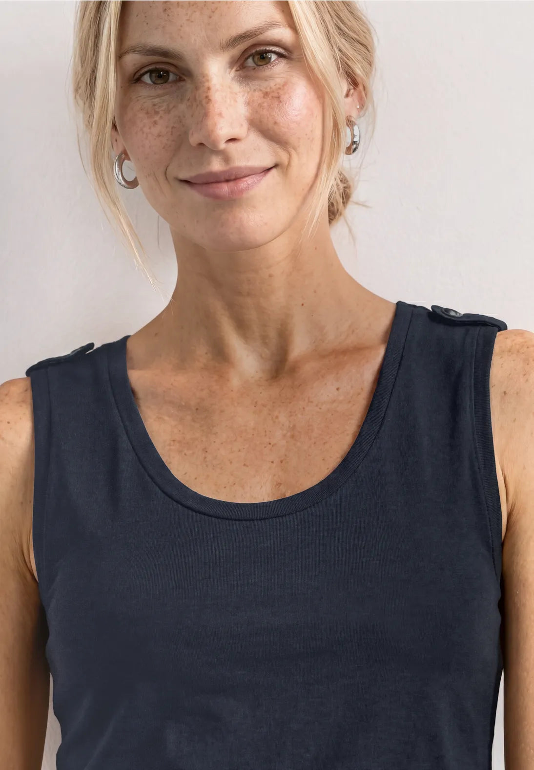Street-One Round neck vest top with shoulder detail