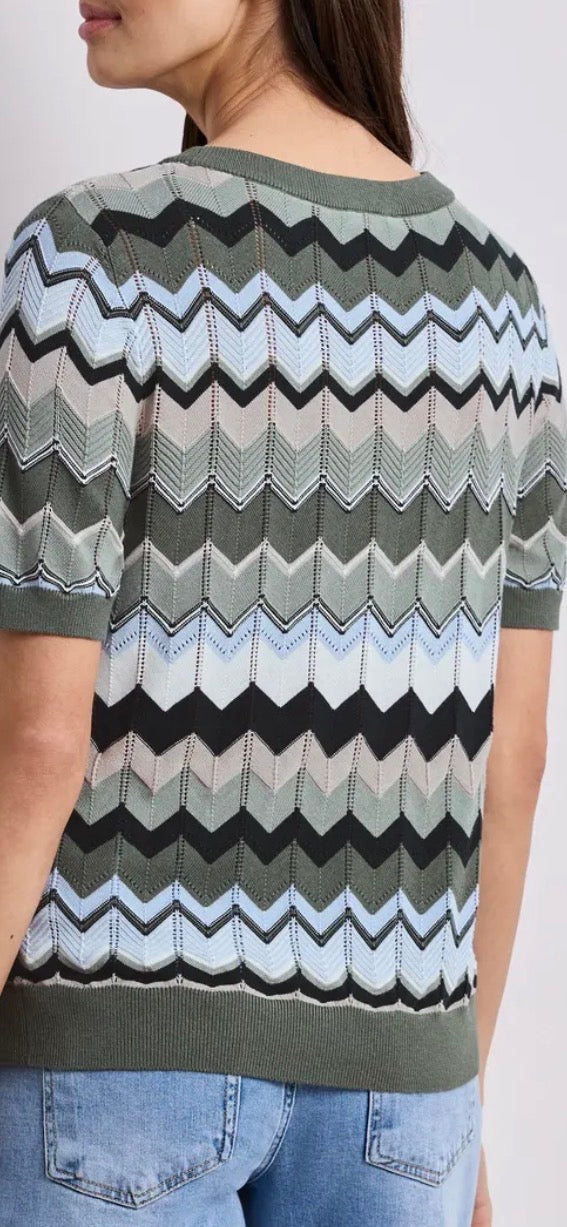Street-One Zig Zag Short Sleeve Knit