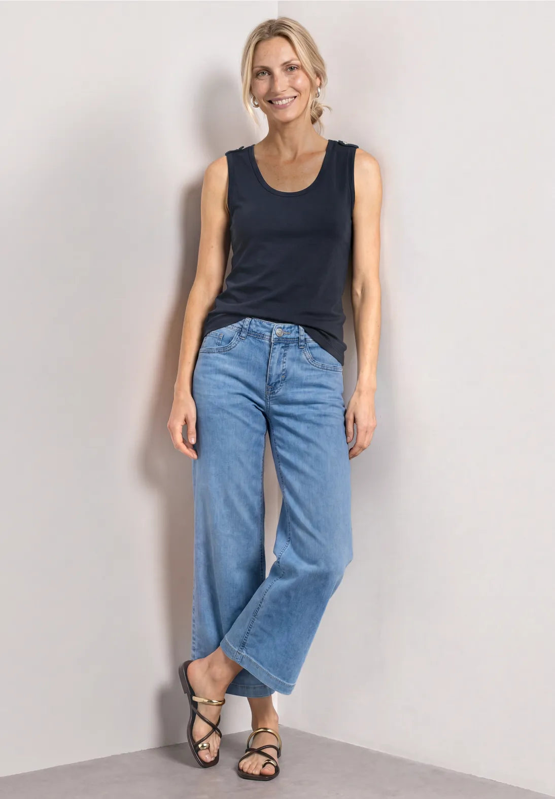 Street-One Round neck vest top with shoulder detail