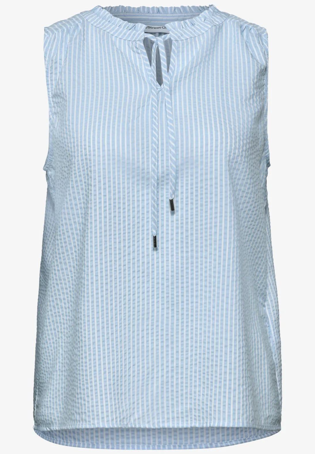 Street One Blouse Top With Split Neck and Ruffles