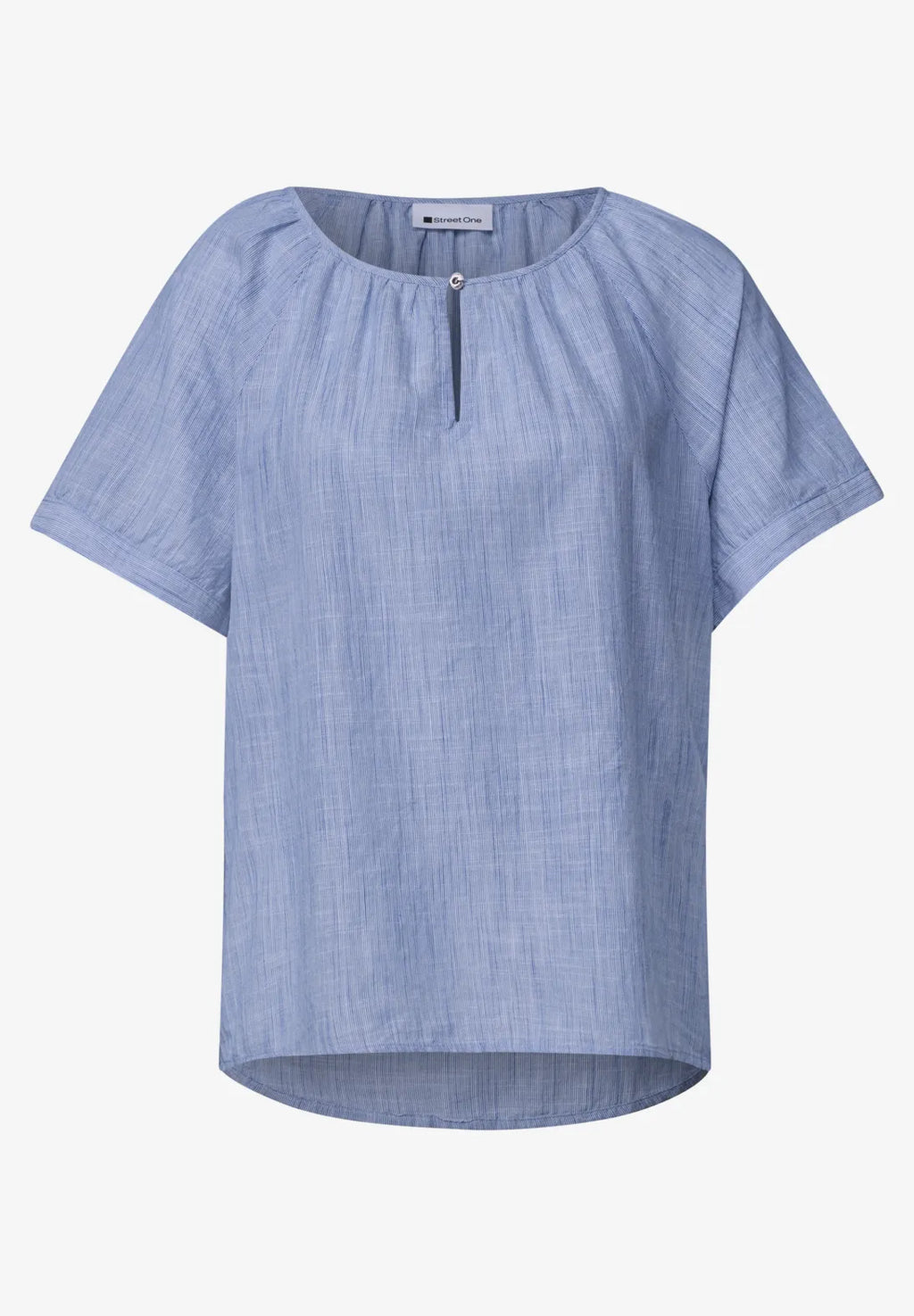 Street-One Chambray round neck blouse with cut out detail