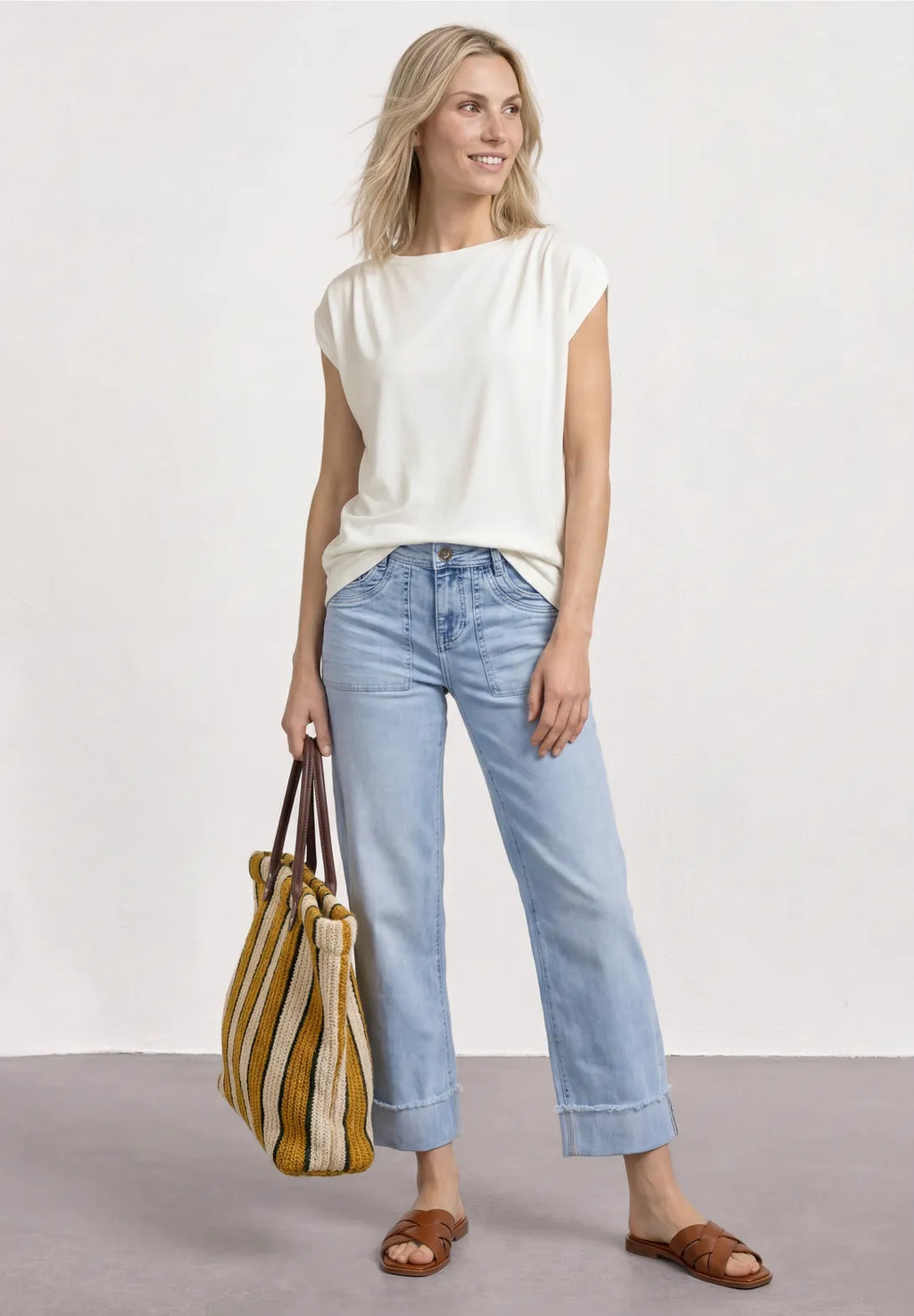 Street-One Dropped shoulder t-shirt with ruffle