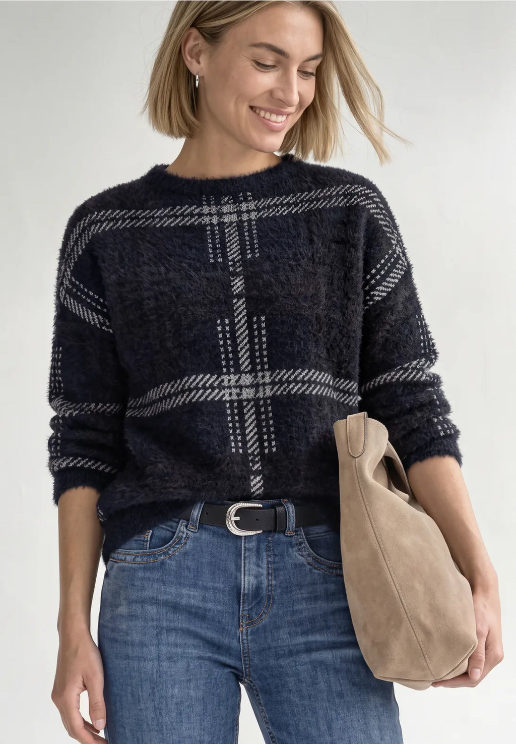 Street one long sleeve pullover with check