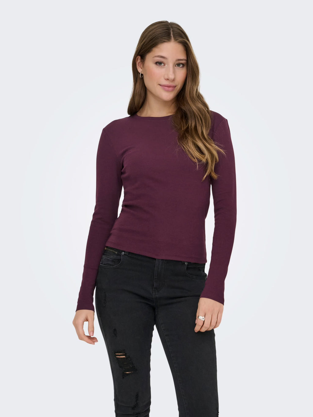 Only Riley o- neck L/s basic top