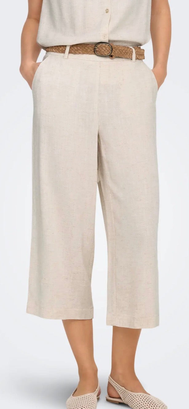 Only Siesta HW linen blend crop culot