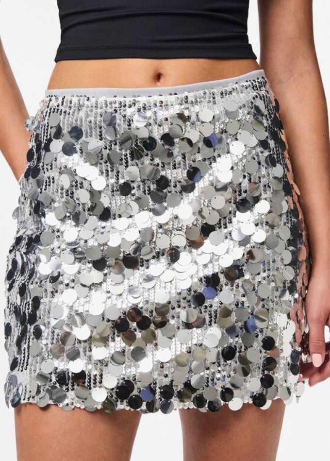 Pieces Malou Sequin Skirt