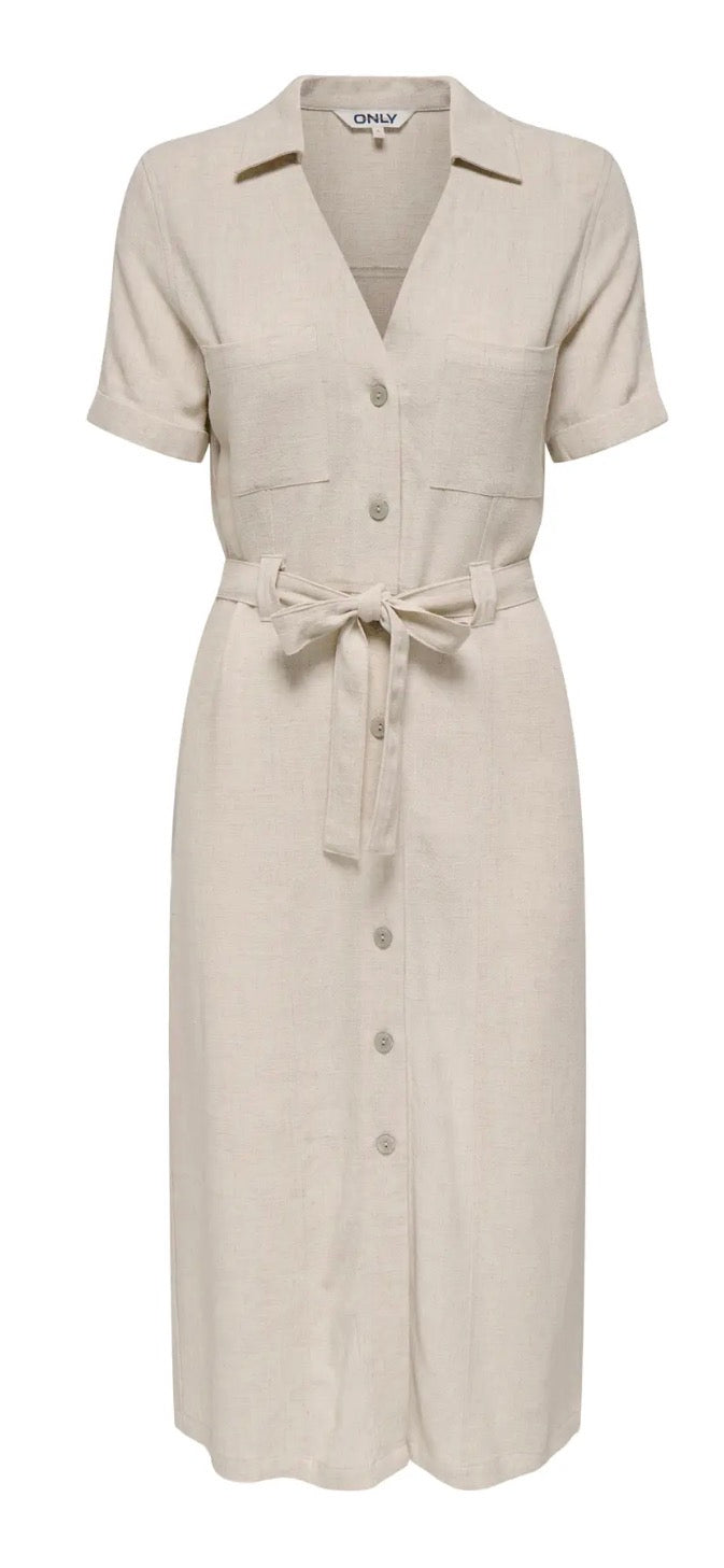 Only Siesta s/s linen blend shirt dress