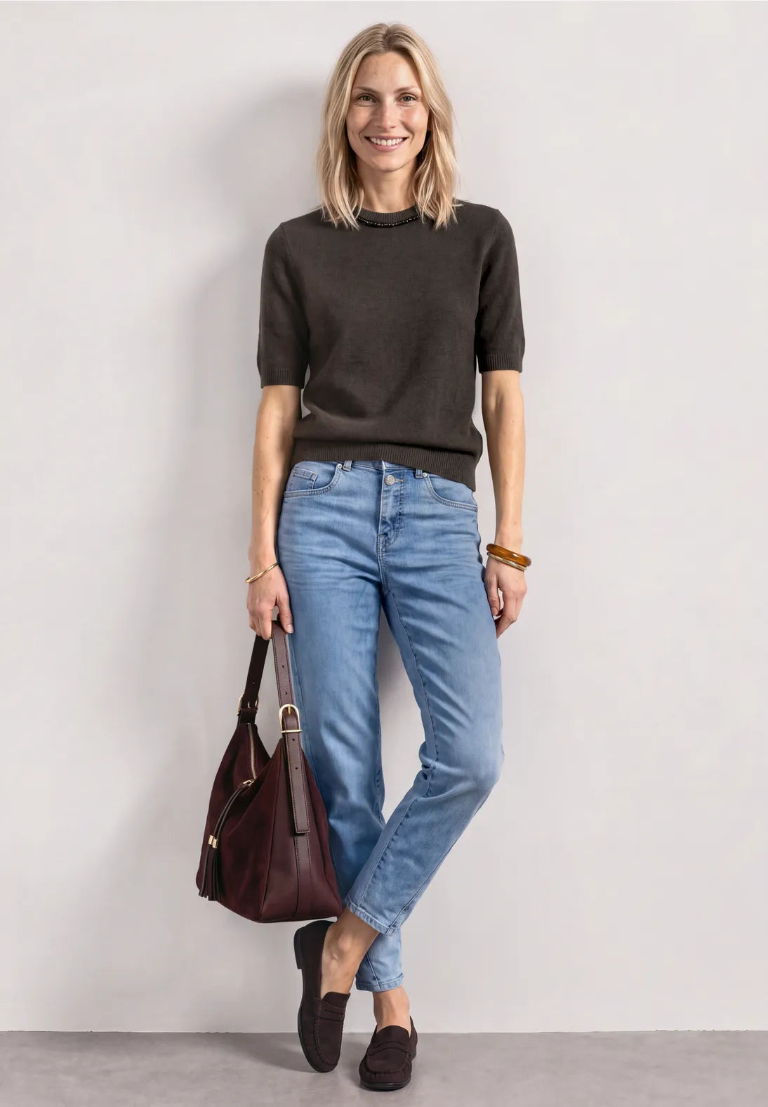 Street-one Short-sleeved sweater with jewlery detail
