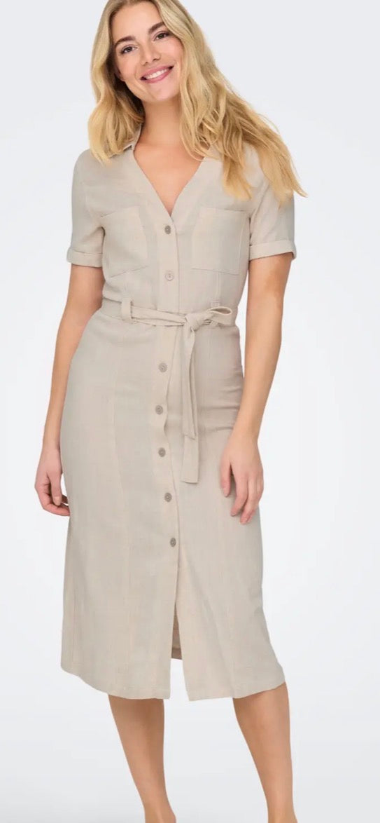 Only Siesta s/s linen blend shirt dress