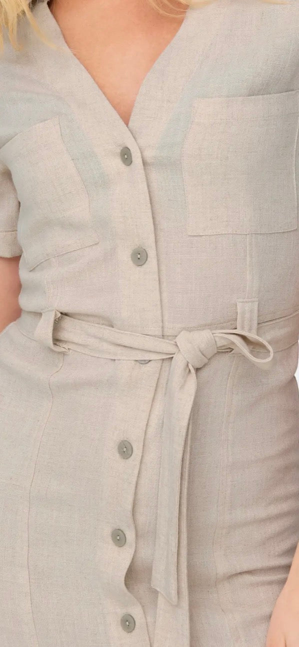 Only Siesta s/s linen blend shirt dress