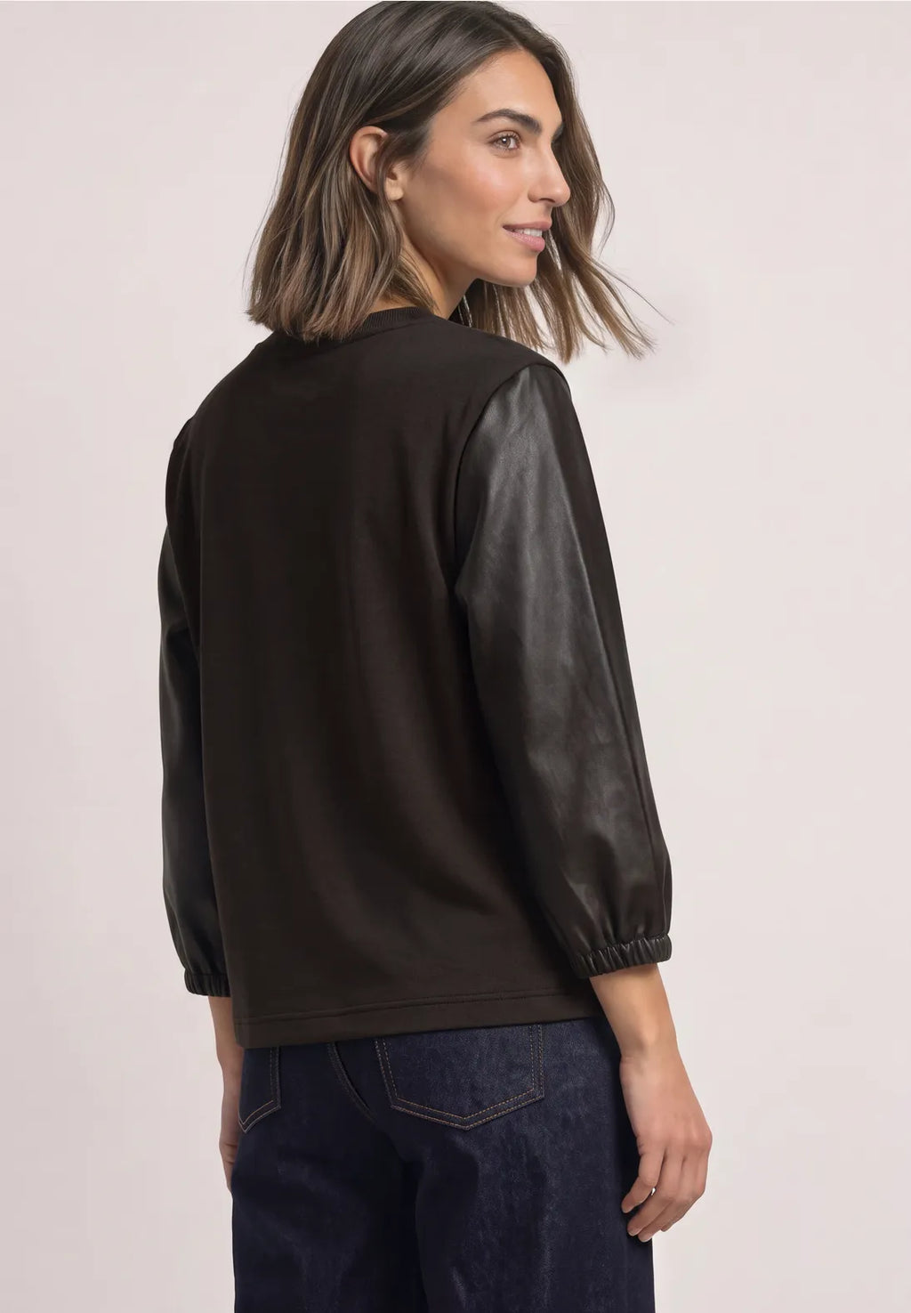 Street-one 3/4sleeve top with leather look