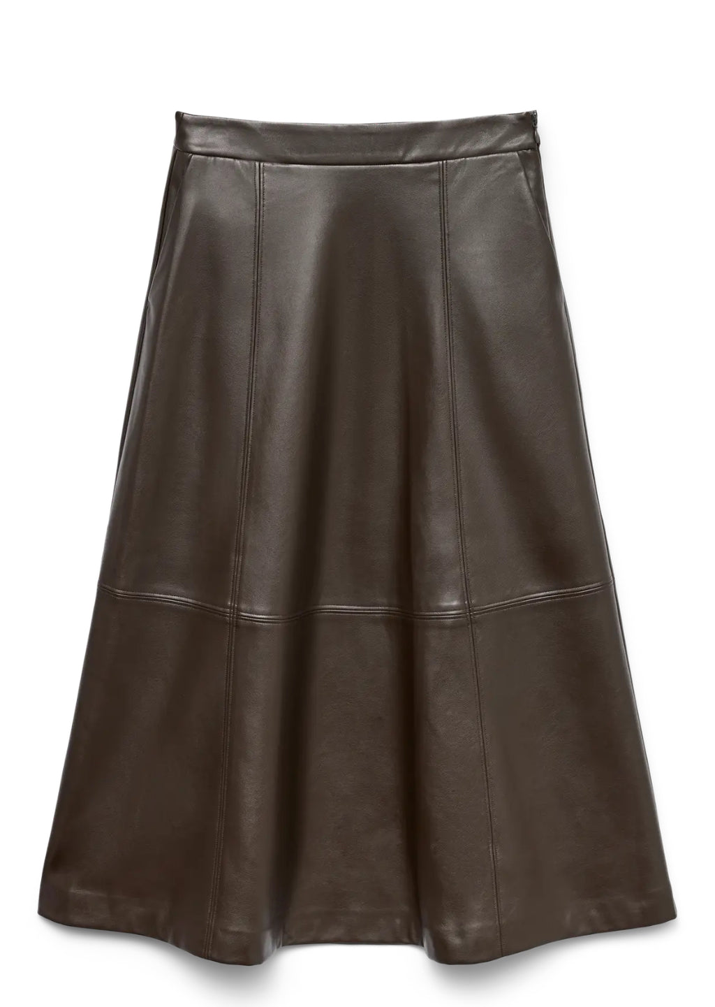 Olive Leather H/W Ankle Skirt