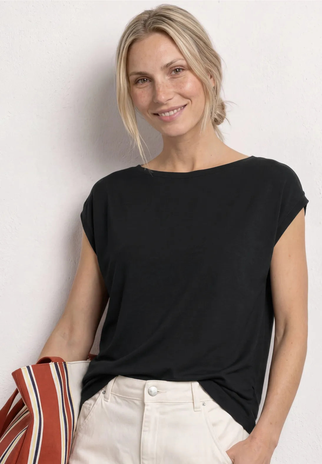 Street-One Dropped shoulder t-shirt with ruffle