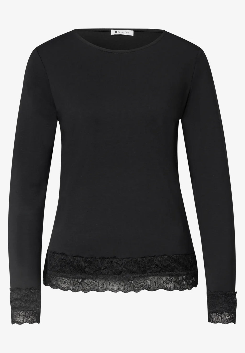 Street-one Long sleeve basic top with lace detail