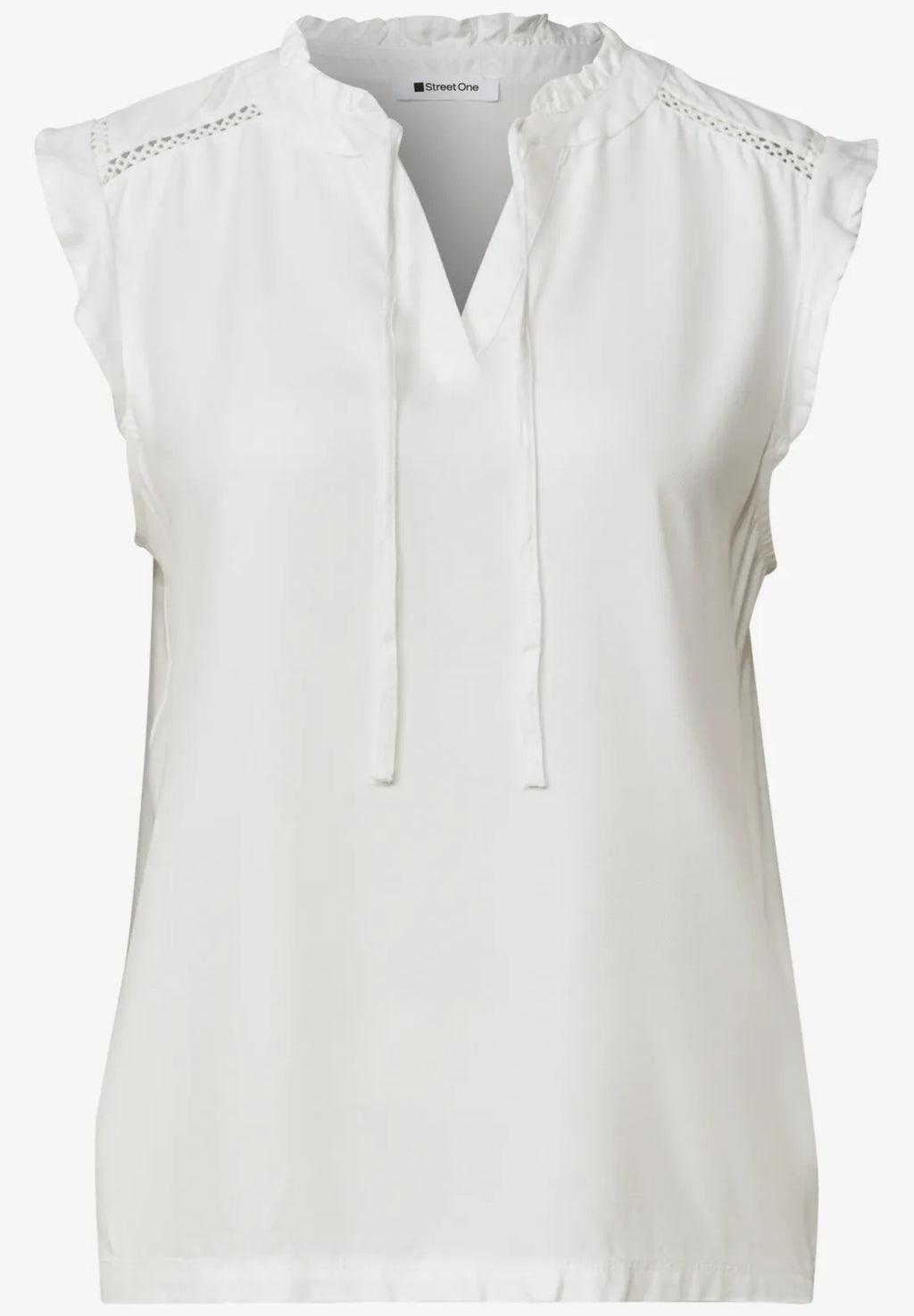 Street-One Top With Textured Mix And Crochet Details