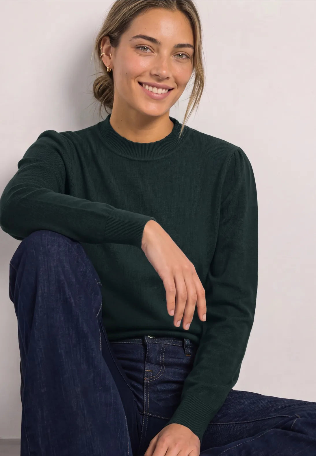 Street-one Long sleeved sweater with turtleneck and ruching